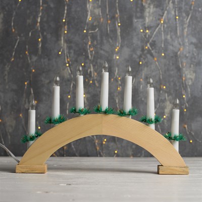 Фигура дерев."Горка рождественская деревянная 2", 7 свечей, 3 Вт, 34 В, Е10, 220 В, Т/БЕЛЫЙ - фото 2031054