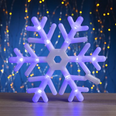 Фигура "Снежинка" d=25 см, пластик, 30 LED, 220V, контрол. 8р. СИНИЙ - фото 2031058