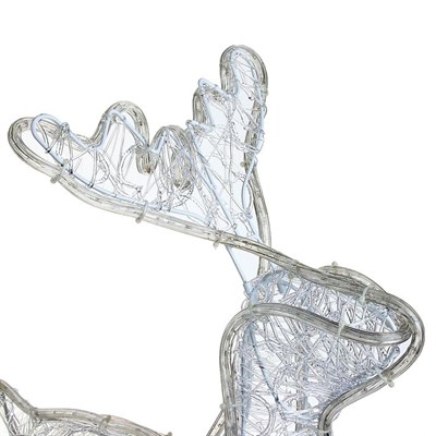 Фигура акрил. "Олень с санями"Олень 57х35х68см,Сани 53х23х31см 220V, фиксинг,Т-БЕЛЫЙ - фото 2031081