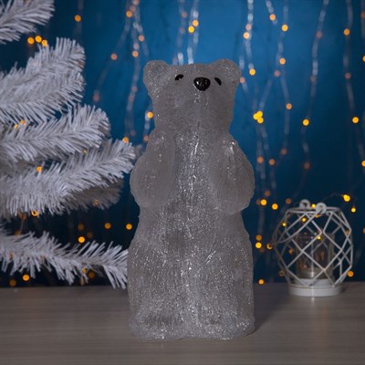 Фигура акрил. "Мишка борец" 15,5х20х33 см 220V, 30 LED, контроллер 8 режимов, БЕЛЫЙ - фото 2031094