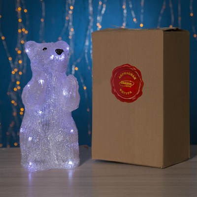 Фигура акрил. "Мишка борец" 15,5х20х33 см 220V, 30 LED, контроллер 8 режимов, БЕЛЫЙ - фото 2031095