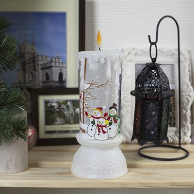 Фигура световая "Свеча Снеговик", 23х10х10 см, от батареек 3*ААА (не в компл.), RGB - фото 2031126