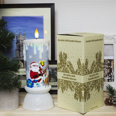 Фигура световая "Свеча Дед Мороз", 23х10х10 см, от батареек 3*АА (не в компл.), RGB - фото 2031136