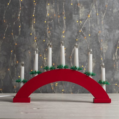 Фигура дерев."Горка рождественская красная 2", 7 свечей, 3 Вт, 34 В, Е10, 220 В, Т/БЕЛЫЙ - фото 2031150