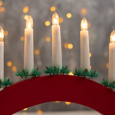 Фигура дерев."Горка рождественская красная 2", 7 свечей, 3 Вт, 34 В, Е10, 220 В, Т/БЕЛЫЙ - фото 2031151