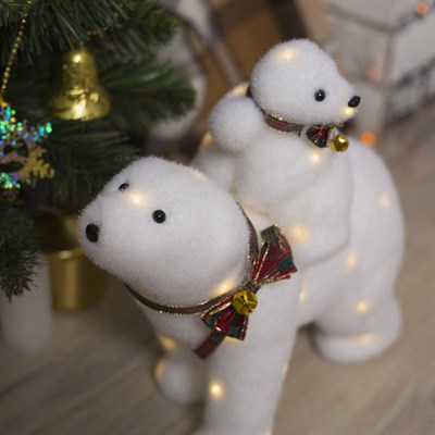 Фигура световая "Медведь и медвежонок", 28 LED, 26х12х27 см, фиксинг, от батар (не в компл) - фото 2031157