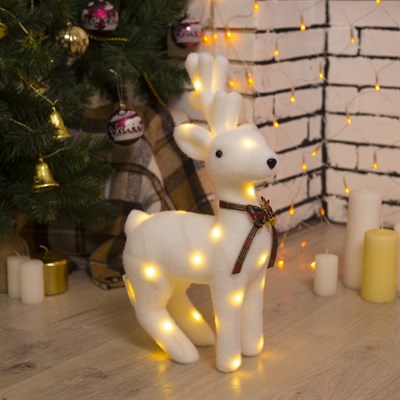 Фигура световая "Белый олень", 31 LED, 26х12х45 см, фиксинг, от батар. (не в компл) - фото 2031159