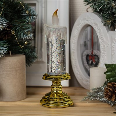 Фигура световая "Свеча золотистый", 20х7х7 см, от бат. 2*ААА (не в компл.), Т/БЕЛЫЙ - фото 2031209