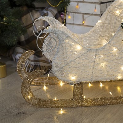 Фигура "Олень с санями белый", Олень: 60LED, Сани:, 60LED, 220 В, Т/БЕЛЫЙ - фото 2031227