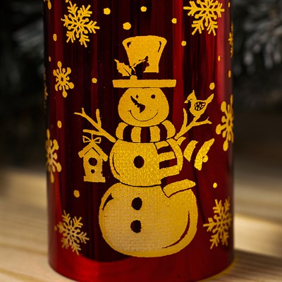 Фигура световая "Свеча красная снеговик", 9х5х5 см, от батареек 2 шт 2032 (в компл.) Т-БЕЛЫЙ - фото 2031239