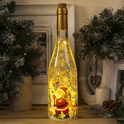 Фигура световая бутылка декоративная "Дед мороз", 31х8х8  см, 3*АА(не в компл.), Т-БЕЛЫЙ - фото 2031252