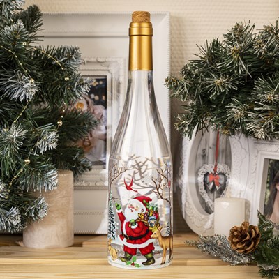 Фигура световая бутылка декоративная "Дед мороз", 31х8х8  см, 3*АА(не в компл.), Т-БЕЛЫЙ - фото 2031253