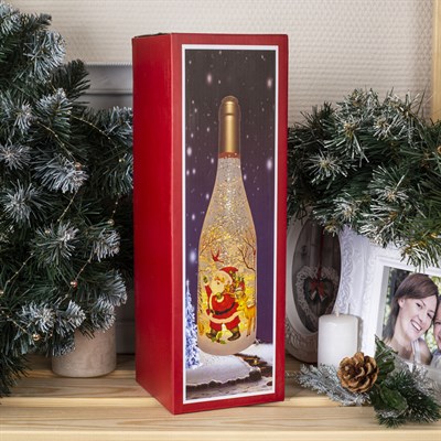 Фигура световая бутылка декоративная "Дед мороз", 31х8х8  см, 3*АА(не в компл.), Т-БЕЛЫЙ - фото 2031255