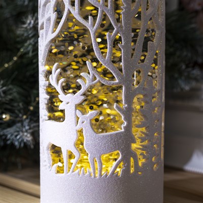 Фигура световая свеча "Олени в лесу", 19х10х10 см, 3*АА(не в компл.), Т-БЕЛЫЙ - фото 2031269