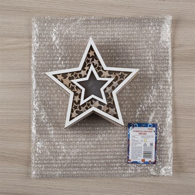 Фигура деревянная "Звезда", 16х16х5 см, 2*AАA (не в компл.) 5 LED,Т/БЕЛЫЙ - фото 2031279