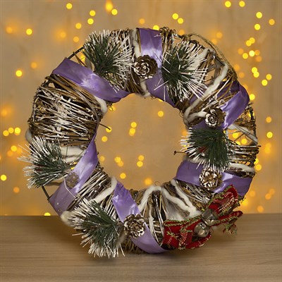 Фигура метал "Венок" 28х8х28 см (3xAA не в компл.) 15 LED, ТЕПЛО-БЕЛЫЙ - фото 2031305