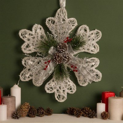 Фигура акрил. "Снежинка с шишками белая" 45х7х45 см,20 ламп,220V, ТЕПЛ. БЕЛ - фото 2031346