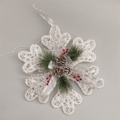 Фигура акрил. "Снежинка с шишками белая" 45х7х45 см,20 ламп,220V, ТЕПЛ. БЕЛ - фото 2031348
