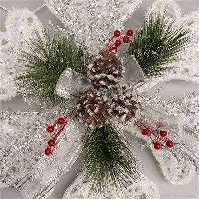 Фигура акрил. "Снежинка с шишками белая" 45х7х45 см,20 ламп,220V, ТЕПЛ. БЕЛ - фото 2031350