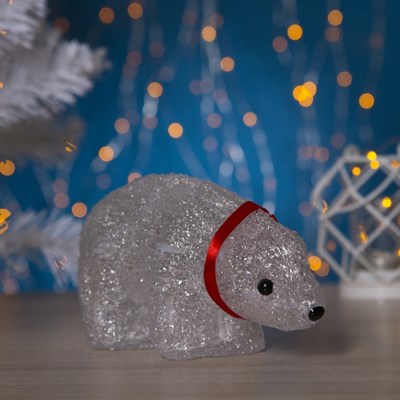 Фигура акрил. "Медвежонок на батарейках" 19х9х11 см,(АА*2 шт.не в компл.), 12 LED - фото 2031373