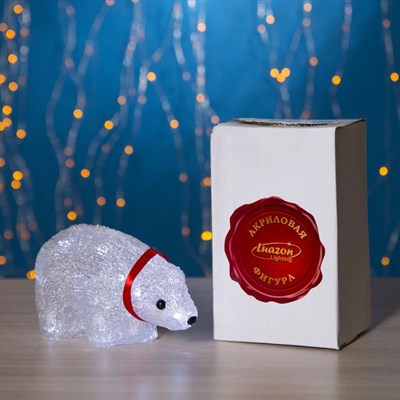 Фигура акрил. "Медвежонок на батарейках" 19х9х11 см,(АА*2 шт.не в компл.), 12 LED - фото 2031374