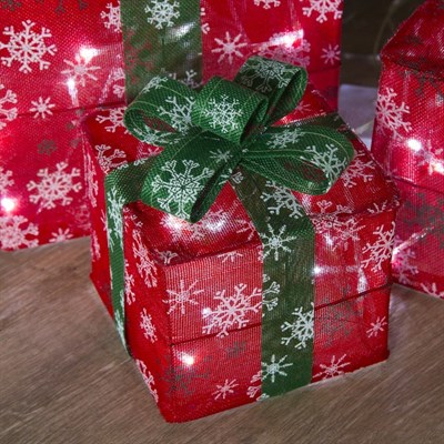 Фигура ткан. "Подарки красные" 15х20х25 см, 60 LED, с контр. 8р.,220V, Т/БЕЛЫЙ - фото 2031408