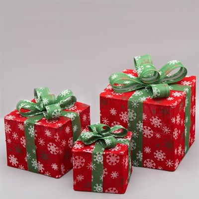 Фигура ткан. "Подарки красные" 15х20х25 см, 60 LED, с контр. 8р.,220V, Т/БЕЛЫЙ - фото 2031411