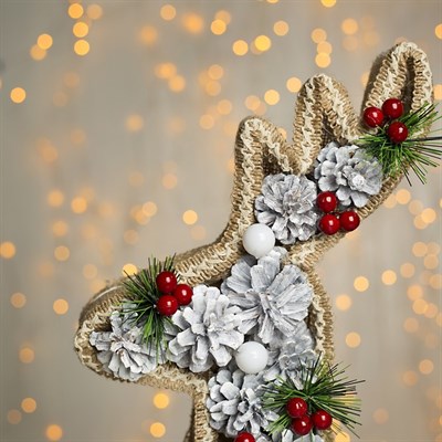 Фигура дерев "Олень шишки" 45х5х49 см (3xAA не в компл.) 8 LED, Т/БЕЛЫЙ - фото 2031444