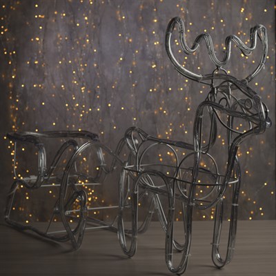 Фигура дюр."Олень с санями" О:48х19х48см, С:42х23х48см 216/36 LED,мерцание,220V СИНИЙ-БЕЛЫЙ - фото 2031482