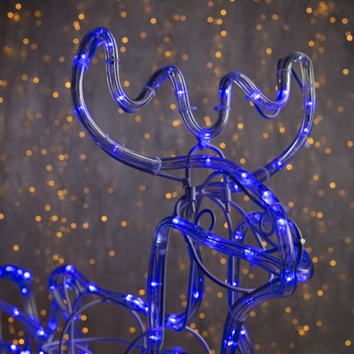 Фигура дюр."Олень с санями" О:48х19х48см, С:42х23х48см 216/36 LED,мерцание,220V СИНИЙ-БЕЛЫЙ - фото 2031483