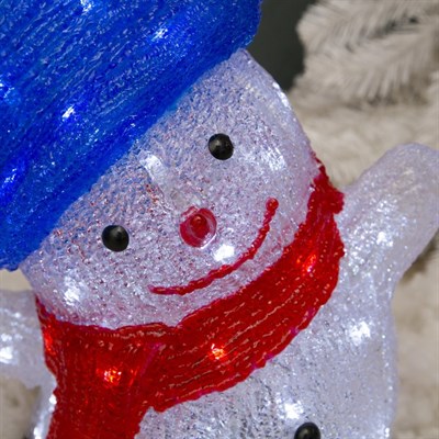 Фигура акрил. "Снеговик в шляпке большой" 21х30х40 см, контроллер с диммером, 50 LED, 220V - фото 2031514