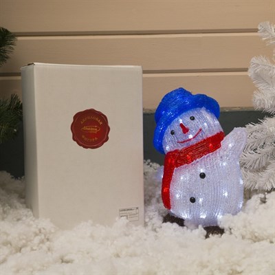 Фигура акрил. "Снеговик в шляпке большой" 21х30х40 см, контроллер с диммером, 50 LED, 220V - фото 2031515