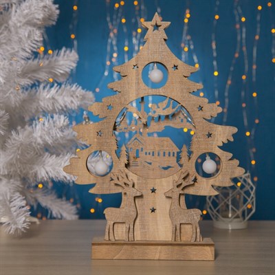 Фигура дерев "Елочка объемная" 30х6х40 см (2xAA не в компл.) 10 LED, ТЕПЛО-БЕЛЫЙ - фото 2031523