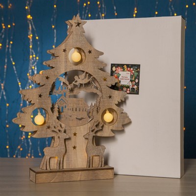 Фигура дерев "Елочка объемная" 30х6х40 см (2xAA не в компл.) 10 LED, ТЕПЛО-БЕЛЫЙ - фото 2031524