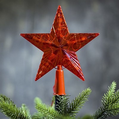 Фигура "Звезда Красная ёлочная" 16Х16 см, пластик, 10 ламп,2 м провод, 240V КРАСНЫЙ - фото 2031561
