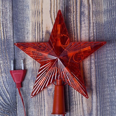 Фигура "Звезда Красная ёлочная" 16Х16 см, пластик, 10 ламп,2 м провод, 240V КРАСНЫЙ - фото 2031563