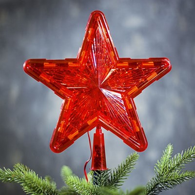 Фигура "Звезда Красная ёлочная" 24Х24 см, пластик, 30 ламп,2 м провод, 240V КРАСНЫЙ - фото 2031567