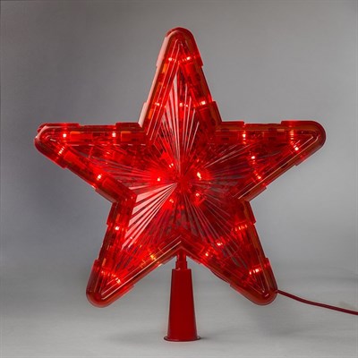 Фигура "Звезда Красная ёлочная" 24Х24 см, пластик, 30 ламп,2 м провод, 240V КРАСНЫЙ - фото 2031568