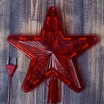 Фигура "Звезда Красная ёлочная" 24Х24 см, пластик, 30 ламп,2 м провод, 240V КРАСНЫЙ - фото 2031569