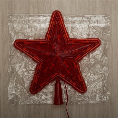 Фигура "Звезда Красная ёлочная" 24Х24 см, пластик, 30 ламп,2 м провод, 240V КРАСНЫЙ - фото 2031570