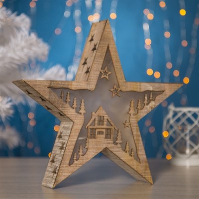 Фигура дерев "Звезда" 28х7,8х28 см (2xAA не в компл.) 10 LED, ТЕПЛО-БЕЛЫЙ - фото 2031582