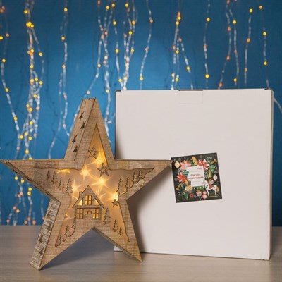 Фигура дерев "Звезда" 28х7,8х28 см (2xAA не в компл.) 10 LED, ТЕПЛО-БЕЛЫЙ - фото 2031583