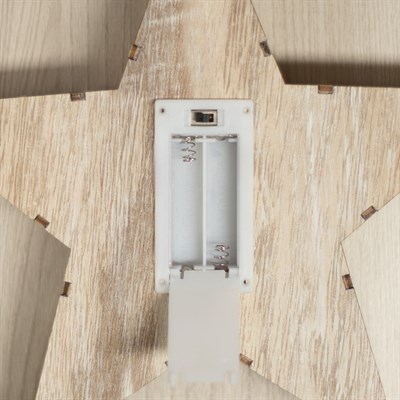 Фигура деревянная "Звезда со Снеговиком", 22х22х4 см, 2*AАA (не в компл.) 6 LED, серый фон - фото 2031605