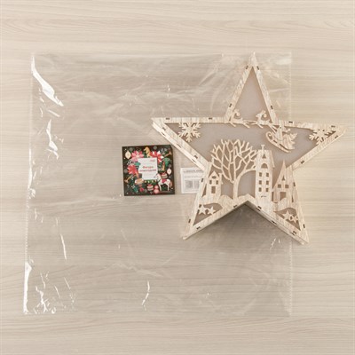 Фигура деревянная "Звезда Двор и Олени", 22х22х4 см, 2*AАA (не в компл.) 6 LED, серый фон - фото 2031614