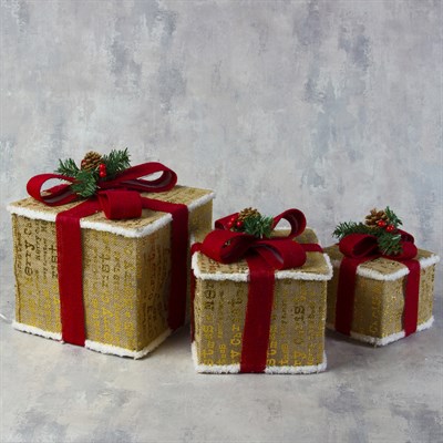 Фигура ткань "Подарки" Кубы 15х20х25 см, 60 LED, 220 В - фото 2031670