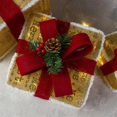 Фигура ткань "Подарки" Кубы 15х20х25 см, 60 LED, 220 В - фото 2031671