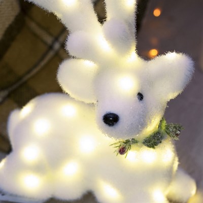 Фигура световая "Белый олень", 25 LED, 20х25х12 см, фиксинг, от батар. (не в компл) - фото 2031685