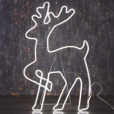 Фигура из неона "Олень танцующий", 90 х 50 см, 5 метра, 600 LED, 220 В, БЕЛЫЙ - фото 2031696