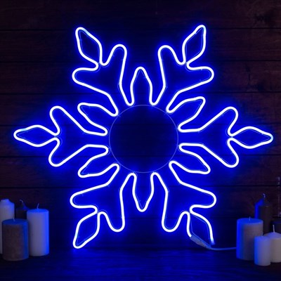Фигура из неона "Снежинка", 75 см, 6 метров, 720 LED, 220 В, СИНИЙ - фото 2031698