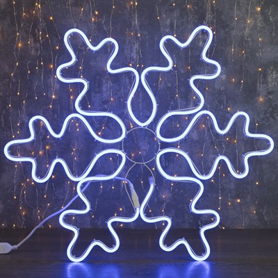 Фигура из неона "Снежинка", 67 см, 5 метров, 600 LED, 220 В, СИНИЙ - фото 2031702